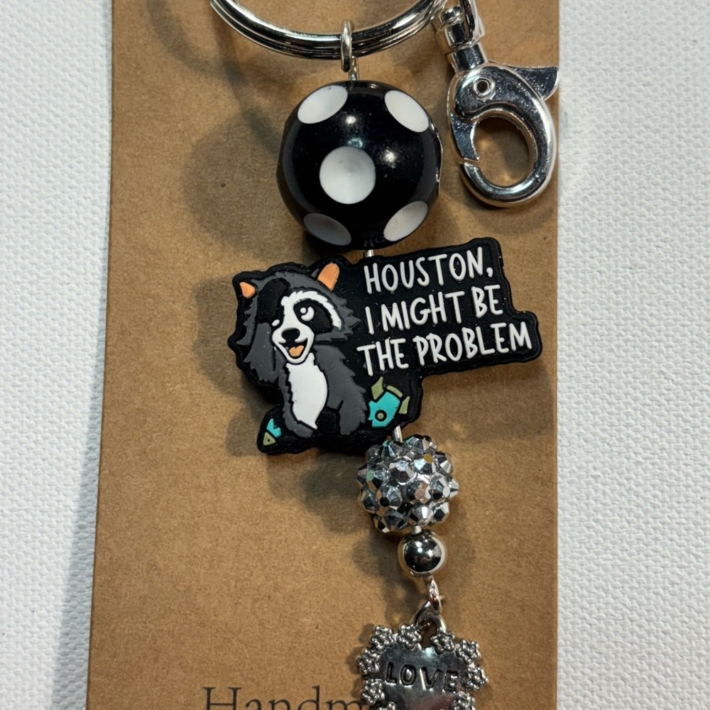 Black and White Raccoon Keychain